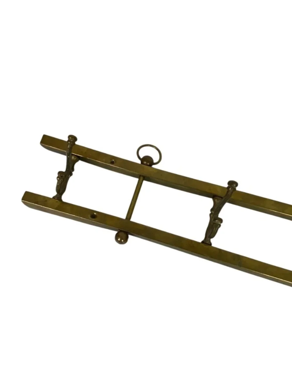 Vintage Brass Wall-Mounted Coat & Hat Rack With Ornate Hooks And Ring Details